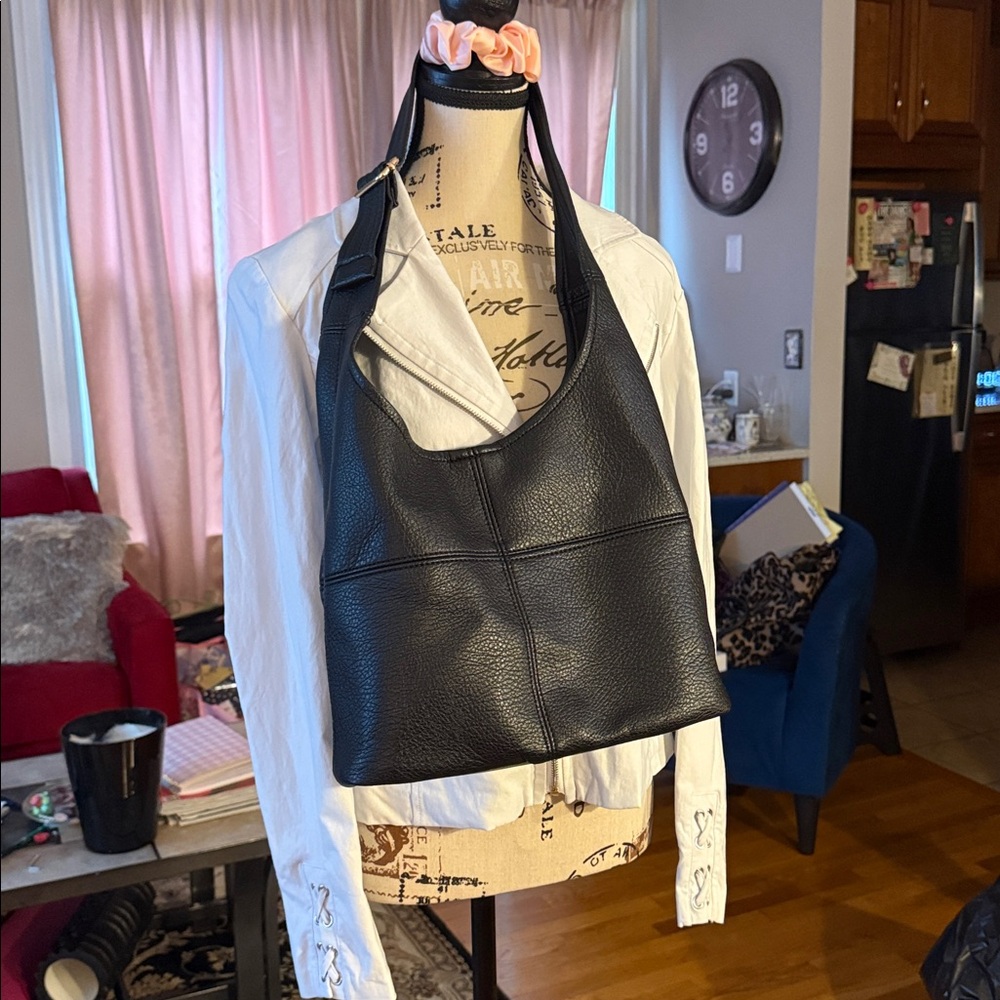 Black Vegan Leather Shoulder Bag